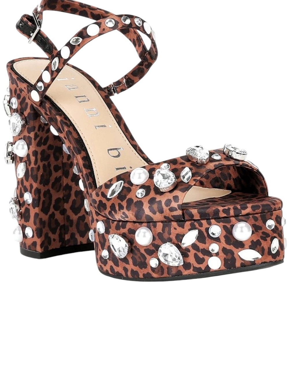 NEW Gianni Bini Calvan Two Leopard Jeweled Platform Sandals Size 9